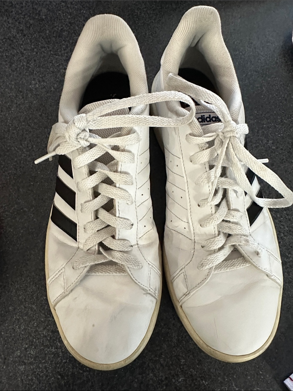 adidas White Sneakers with Black Three-Stripes